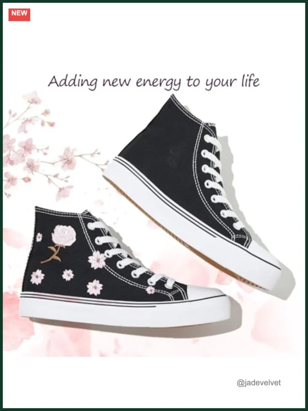 Women's High Top Canvas Sneakers Casual Walking Shoes Embroidered Floral